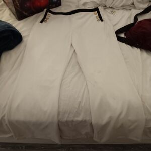 Calvin Klein NWT white slacks, button embellishments, zip side. Size 14